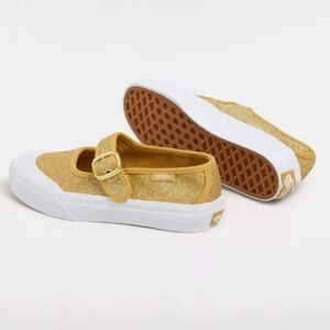 New VANS little kids girls gold glitter Mary Jane shoe sneakers
